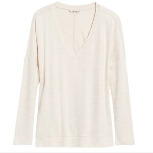 Banana Republic Top Women's L Minimalist Lounge Pilates Luxespun Boxy V-Neck